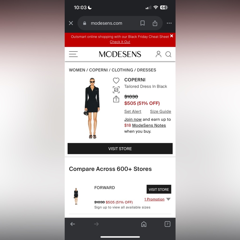 NWT- Coperni Tailored Dress in Black